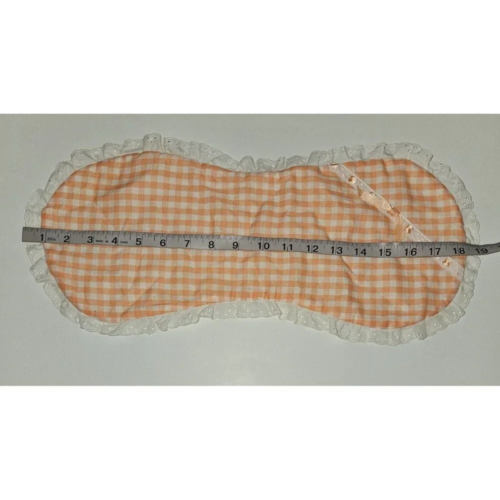 Orange Peach White Gingham Plaid Burp Cloth Lace Trim Strawberry Patch Atlanta